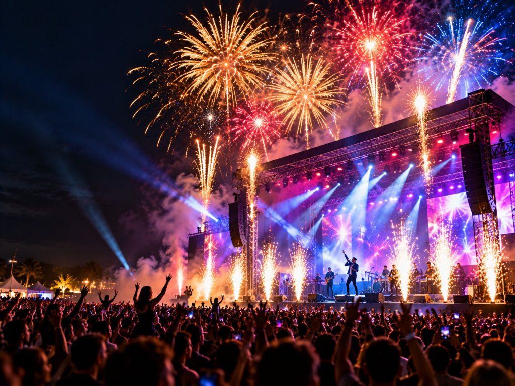Fireworks Over a Thrilling Night Concert