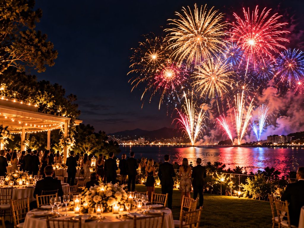 Waterfront Gala Beneath Fireworks